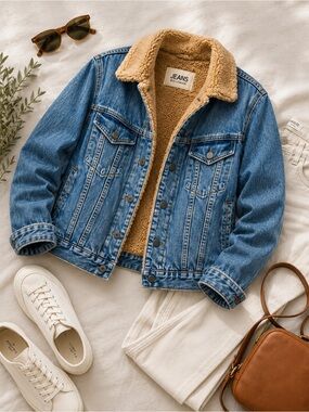 Boy London Sherpa Lined Denim Jacket Large Vintage Trucker Coat Y2K